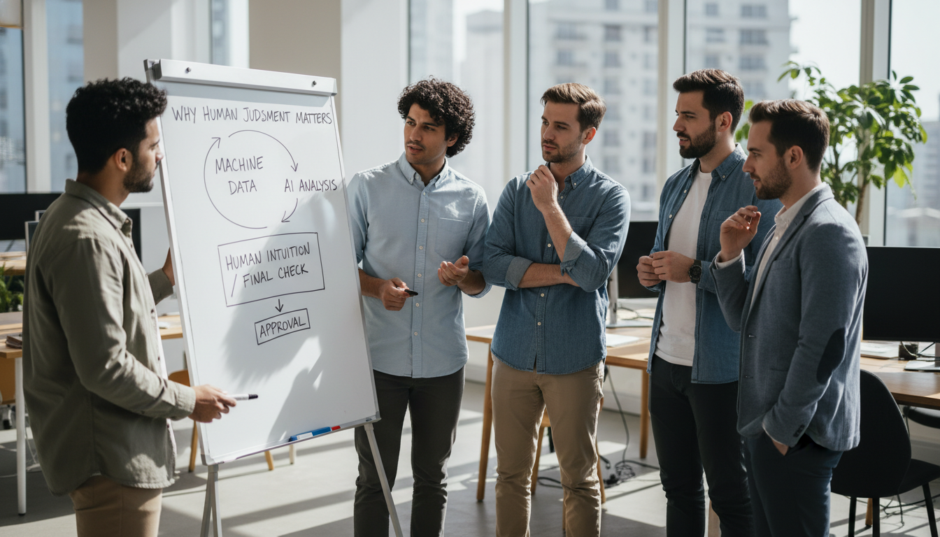 Group discussing human judgment importance